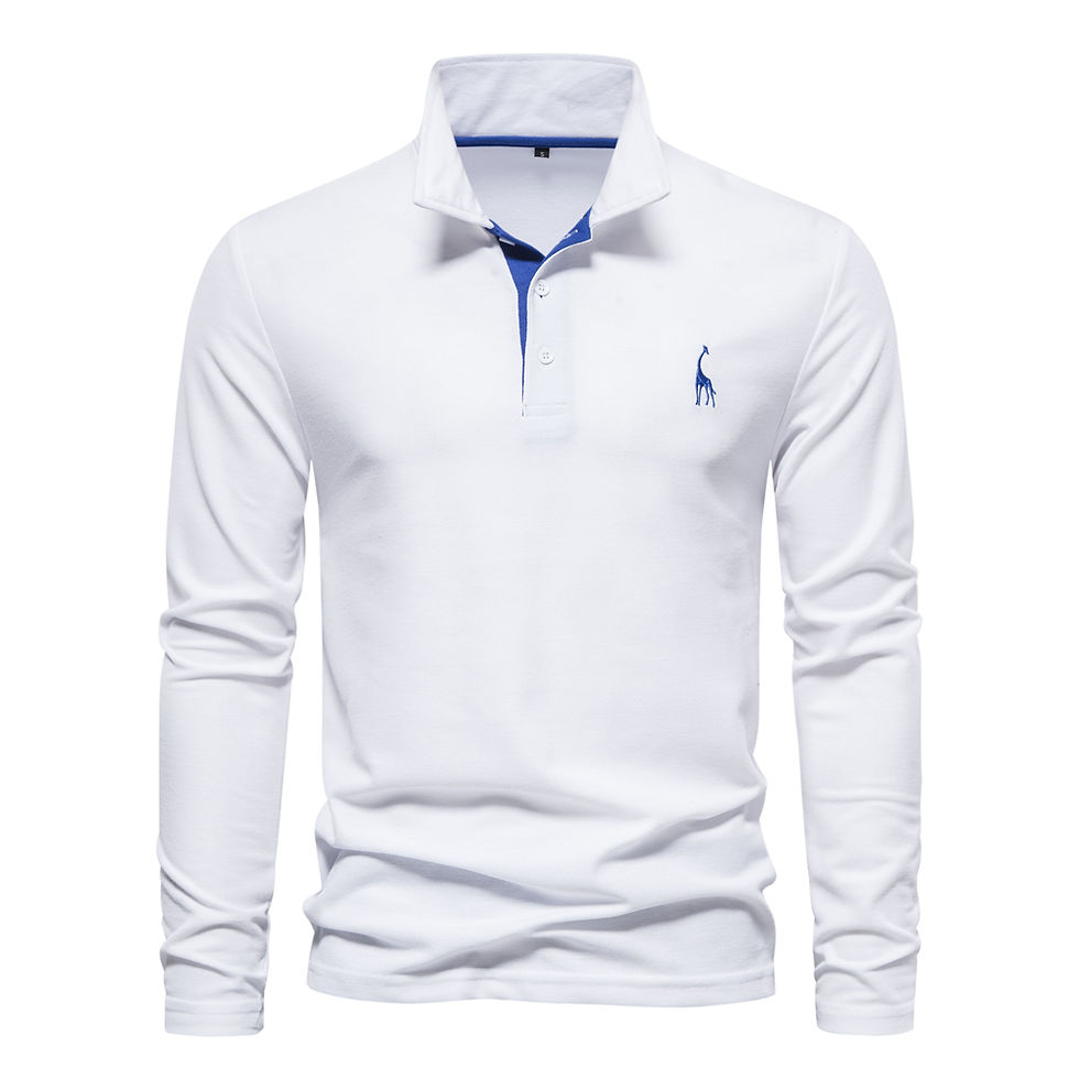 Thumbnail: AIOPESON 2023 New Men's Deer Embroidery Polo Shirts Solid Color Long Sleeve Soci