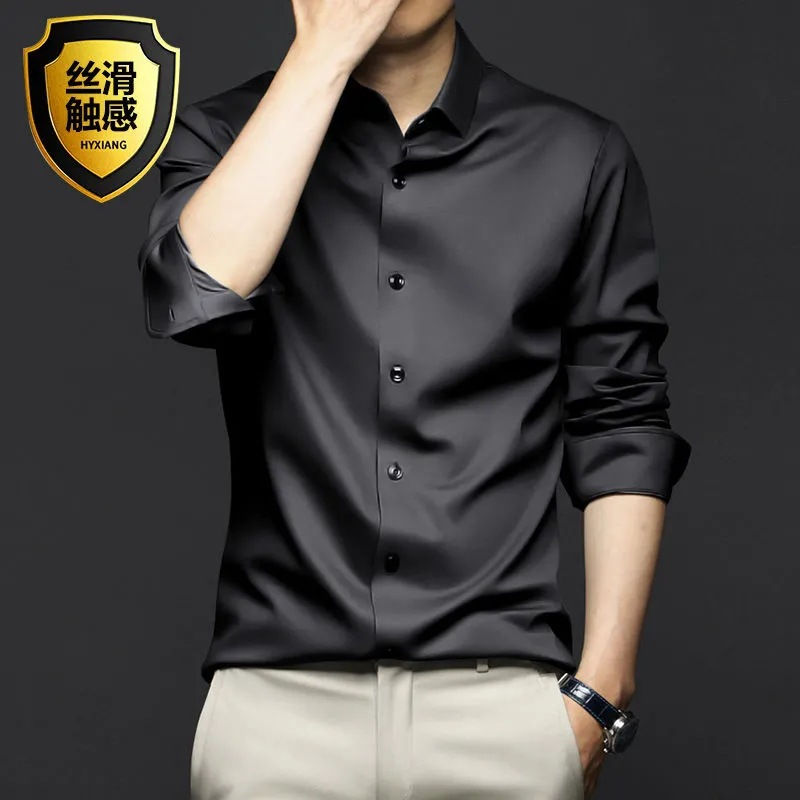 Thumbnail: S-5XL Men's Shirt Long Sleeve Non iron Wrinkle Resistant Business Dress High end