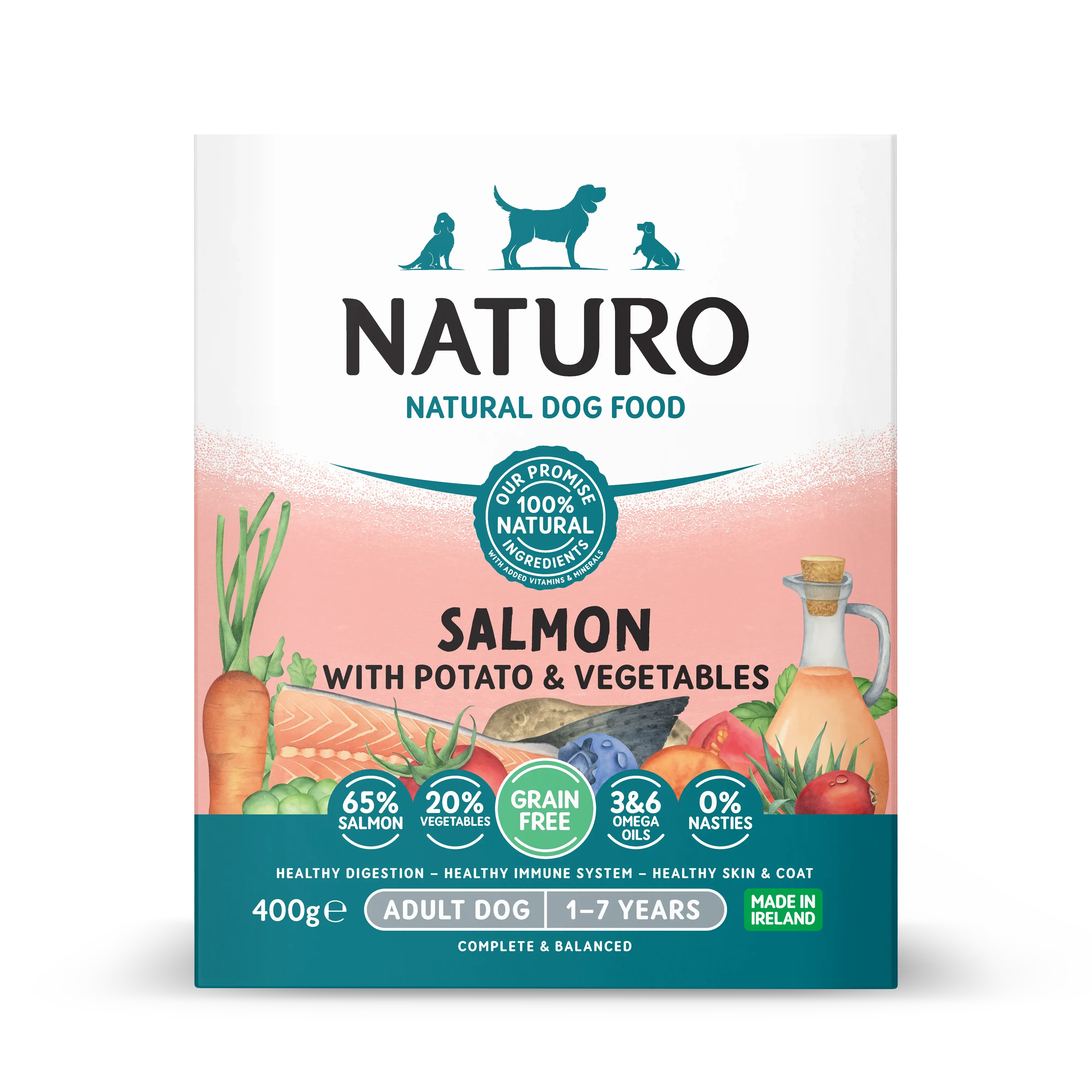 NATURO ADULTO SALMON PAPA Y VEGETALES BANDEJA 400GR