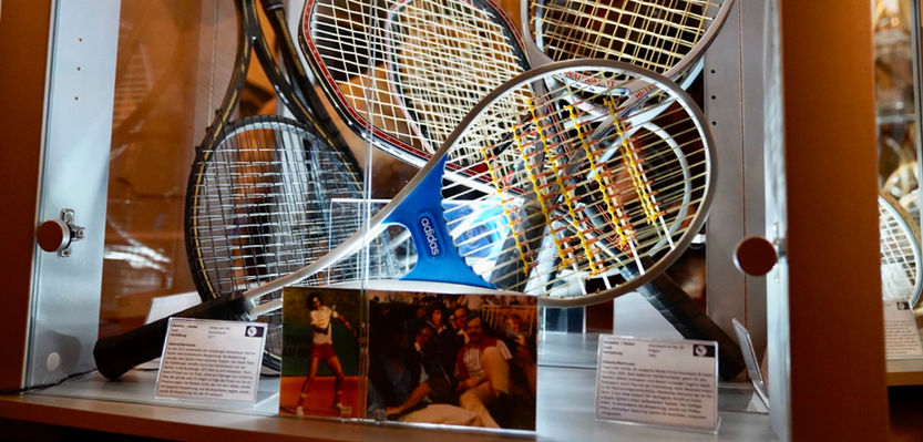 Several racquets plus Adidas ads 660 Ilie Nastase