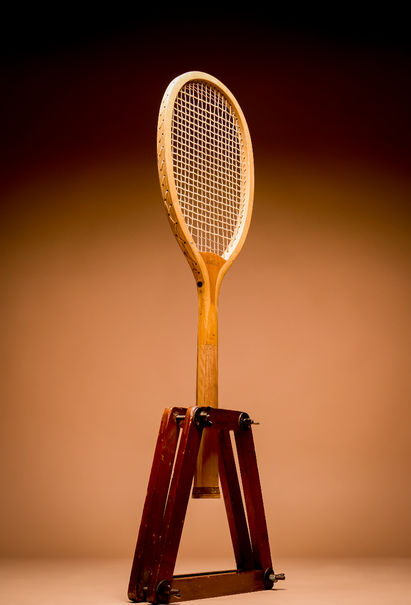 Steidel Practice Lawn Tennis Racquet from 1900 full body profile left
