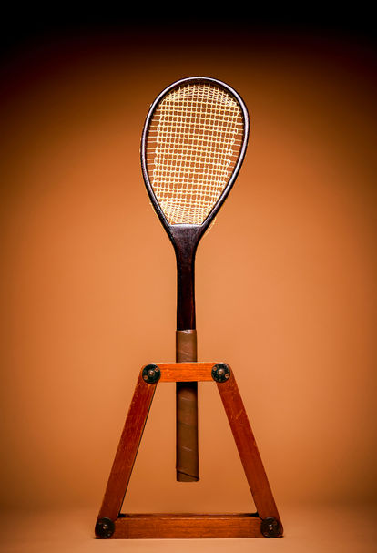 The Antique Real Tennis Racquet from 1789 in Portrait Position
