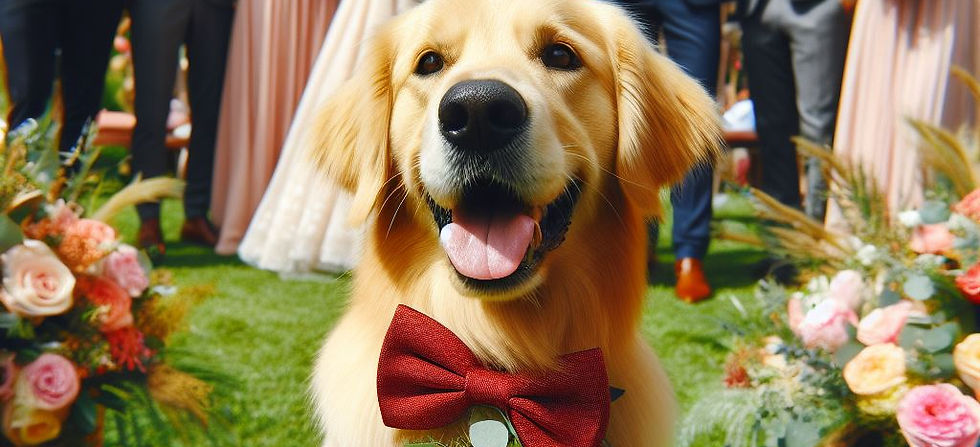 happy family dog at a wedding
