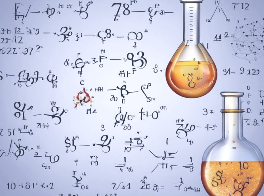 Photo like realistic gray school board background with chemical equations all over it_edit