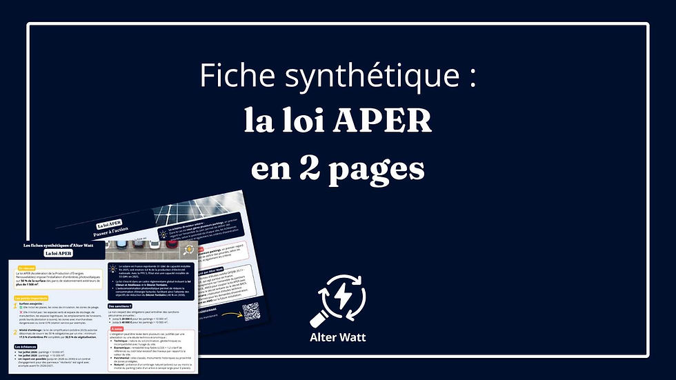 Résumé loi APER : 5 points clés pour comprendre l’obligation de solarisation des parkings en 2026