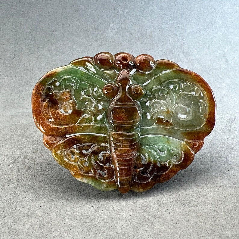 Vintage Hand carved Jadeite pendant of a butterfly, Fei cui butterfly