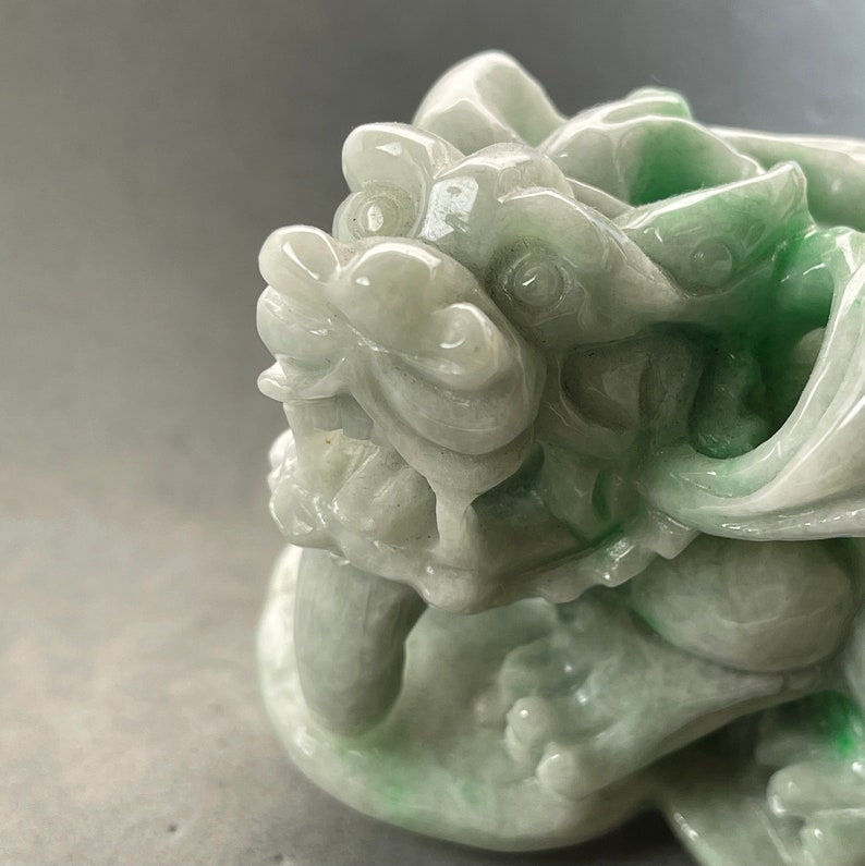 Vintage Hand carved Jadeite sculpture of Kirin, Qilin, a mythical animal to