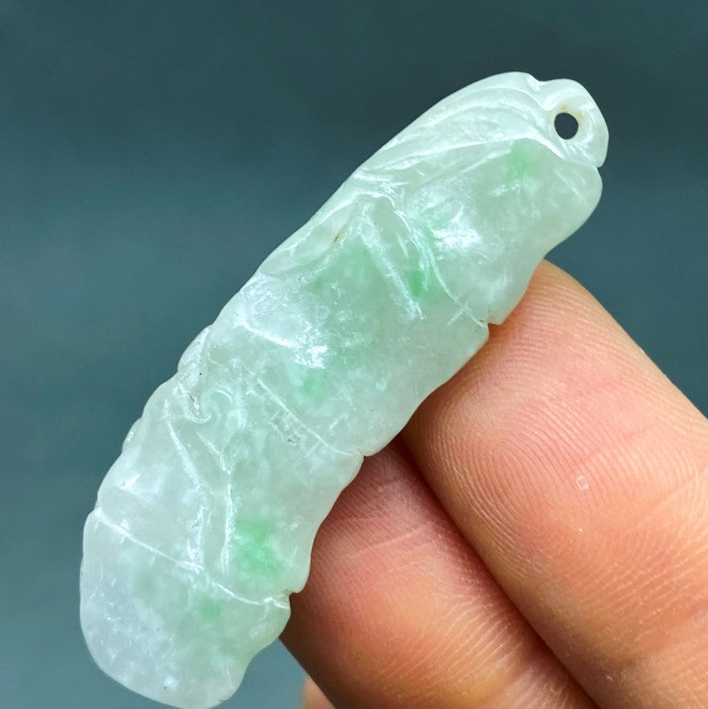 Vintage Hand carved Jadeite pendant of a bamboo, prosperity charm, promotion