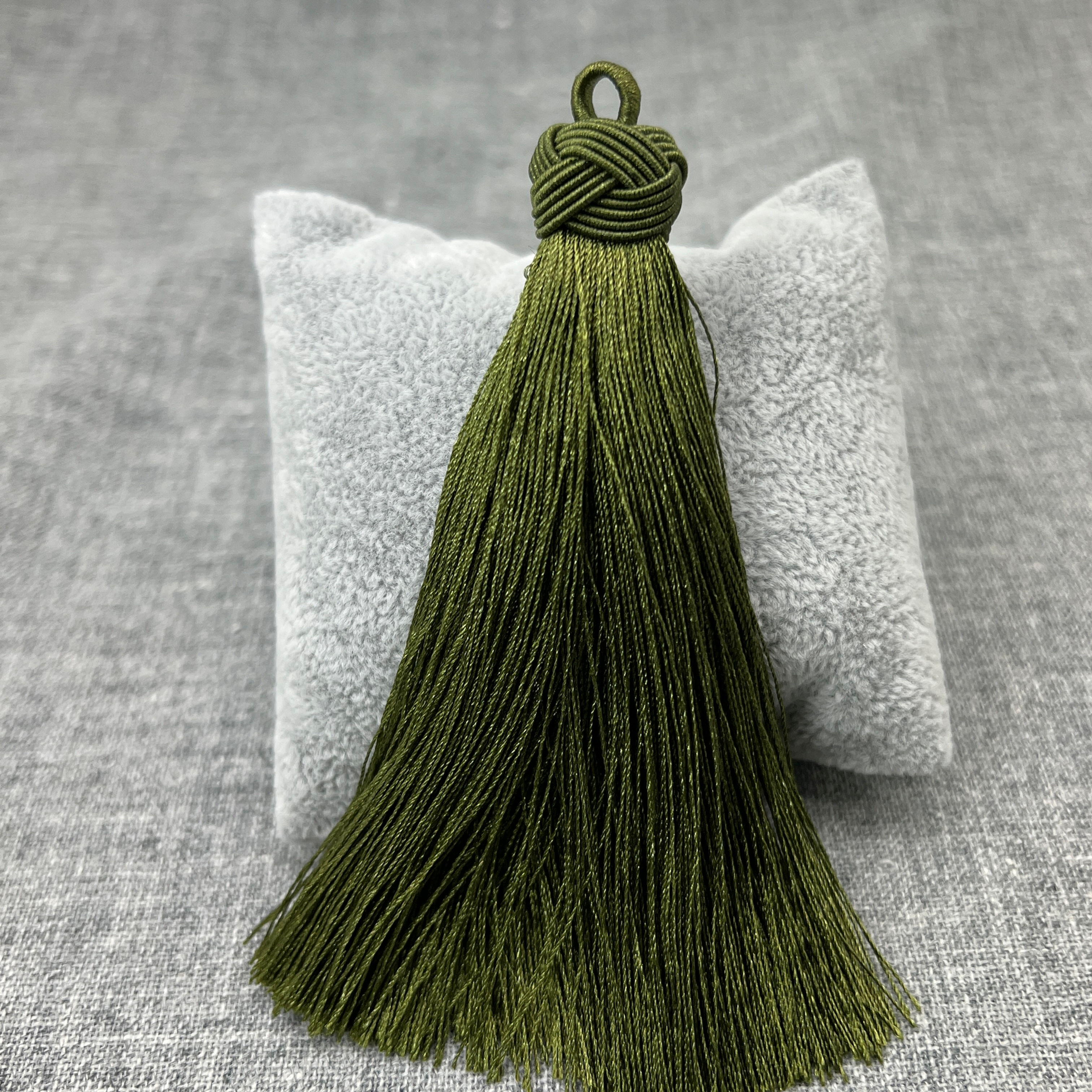 Large Tassel with Knot ~Olive