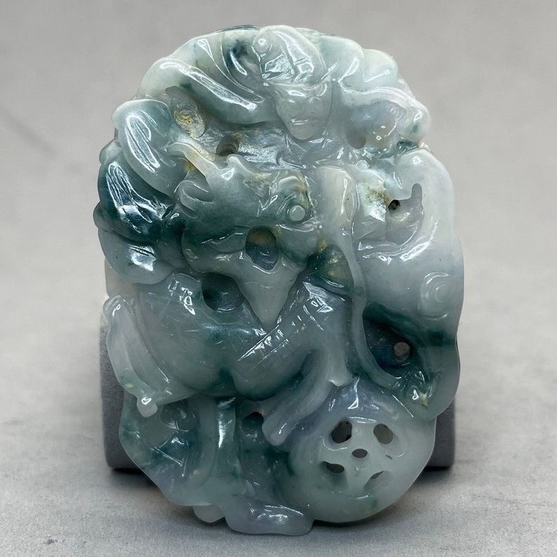Vintage Hand carved Jadeite pendant of dragon, year of the dragon, prosperity