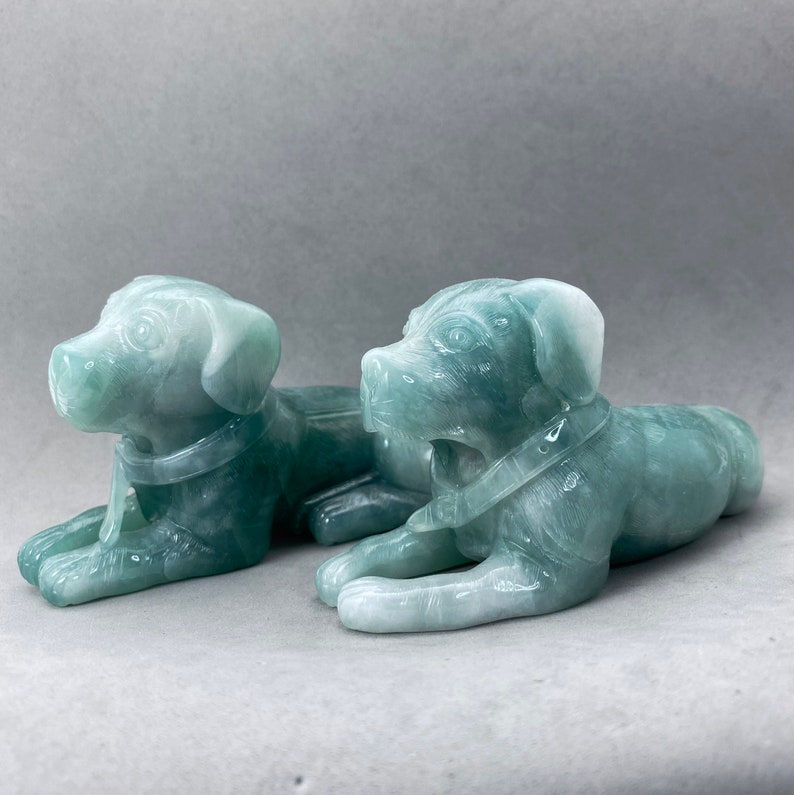 Natural jadeite Labrador family, year of the dog, translucent jadeite