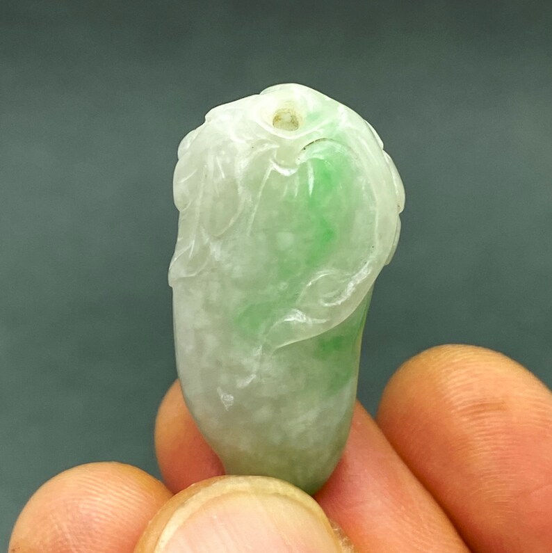 Vintage Hand carved Jadeite pendant of peach, prosperity and longevity