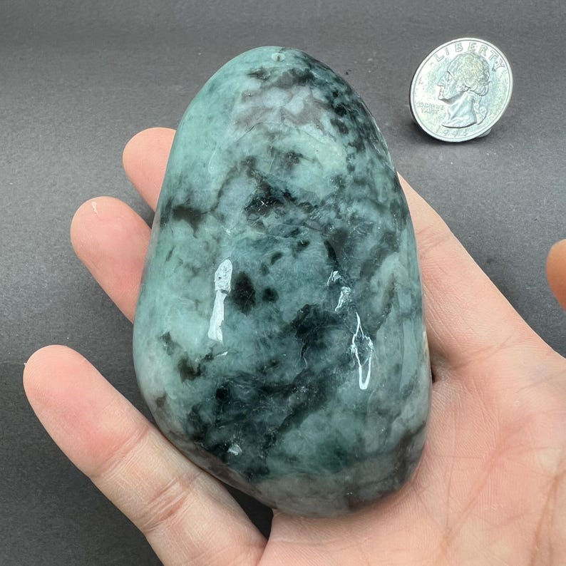 Jadeite specimen: jadeite boulder, rough cut, jadeite specimen, polished