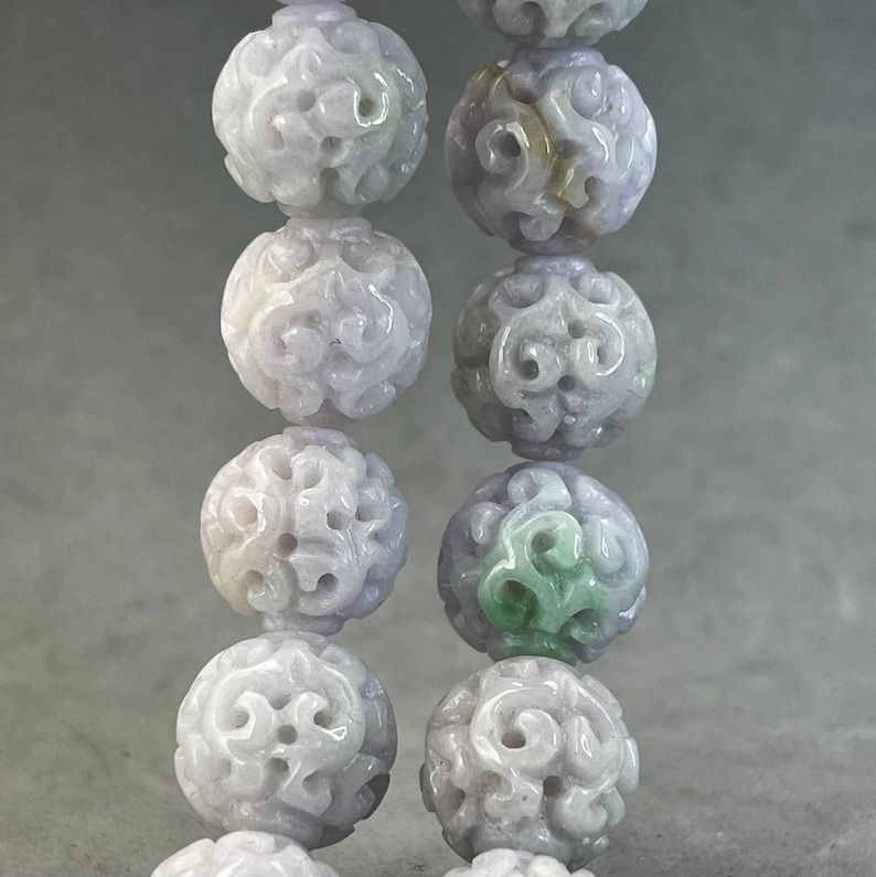 One Jade carving: hand carved natural color Lavender jadeite bead, carved