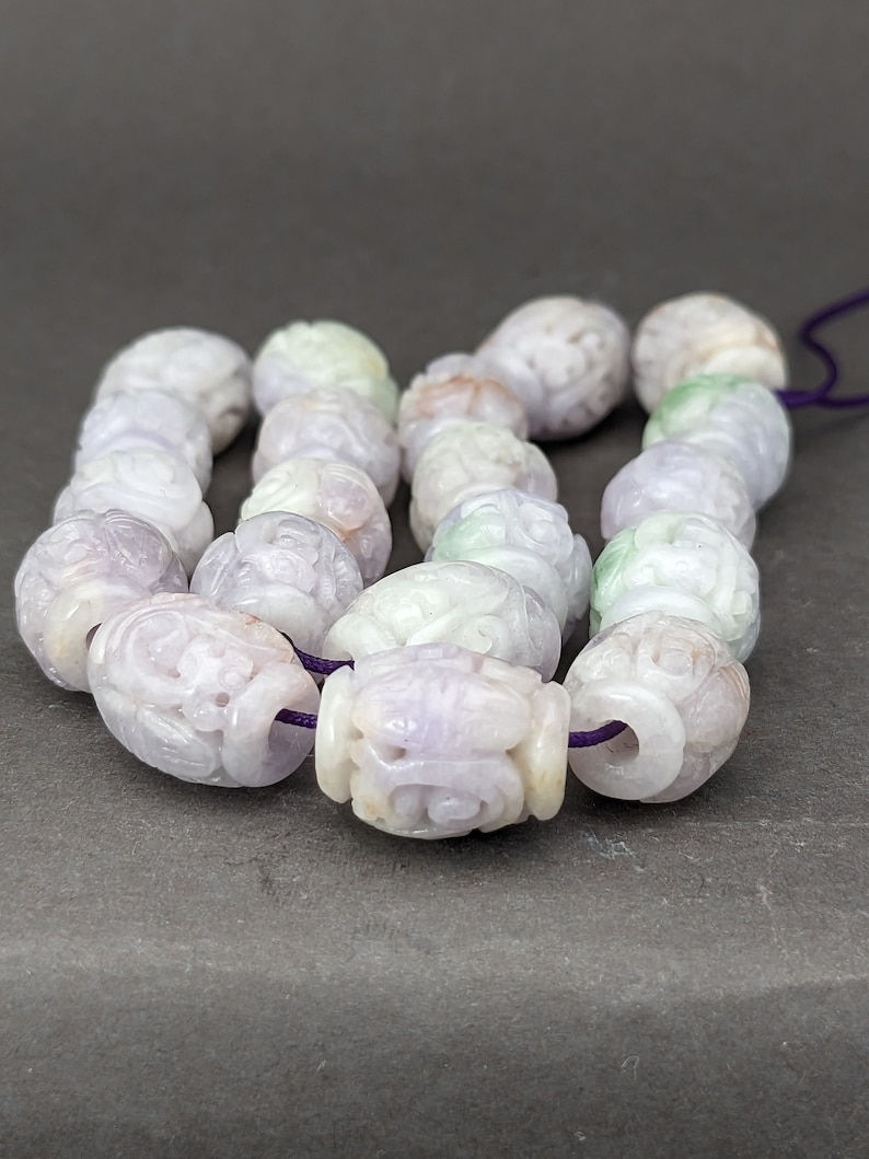 Jade carving: select one(1) bead, hand carved natural color jadeite bead