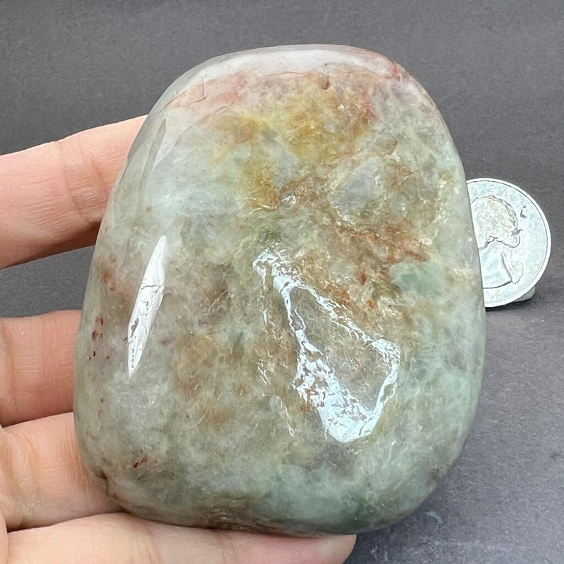 Jadeite specimen: jadeite boulder, rough cut, jadeite specimen, polished