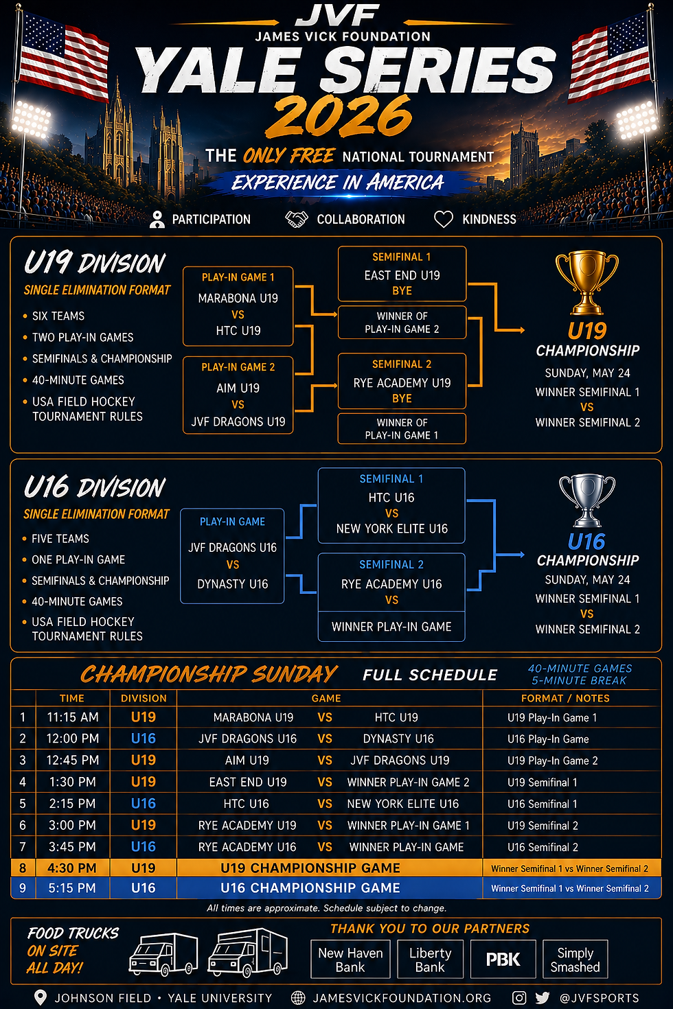 Y26: Championship Sunday schedule set for May 24th