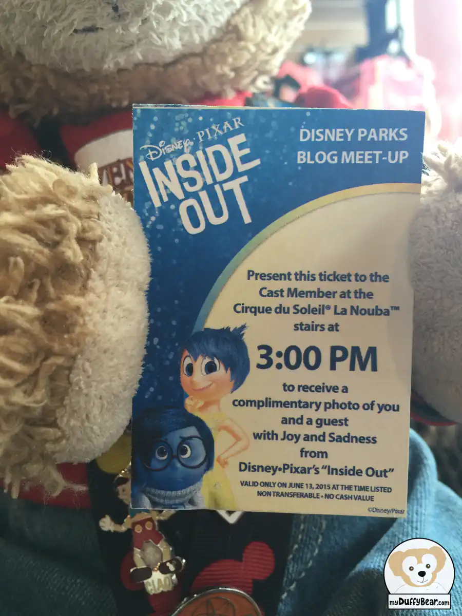 Close up of the return time pass to see Joy and Sadness after the Disney Blog Inside Out movie