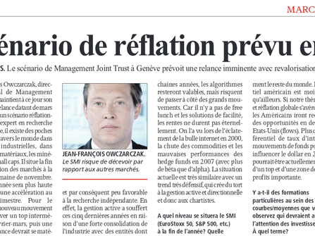 Scénario de réflation prévu en 2017