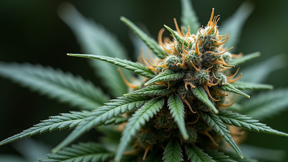 Close-up view of cannabis buds with trichomes