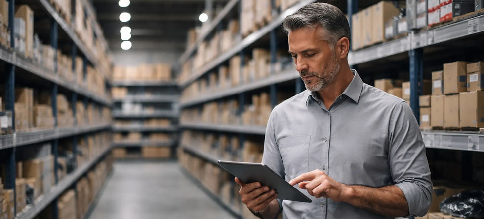 empresario no estoque de autopeças