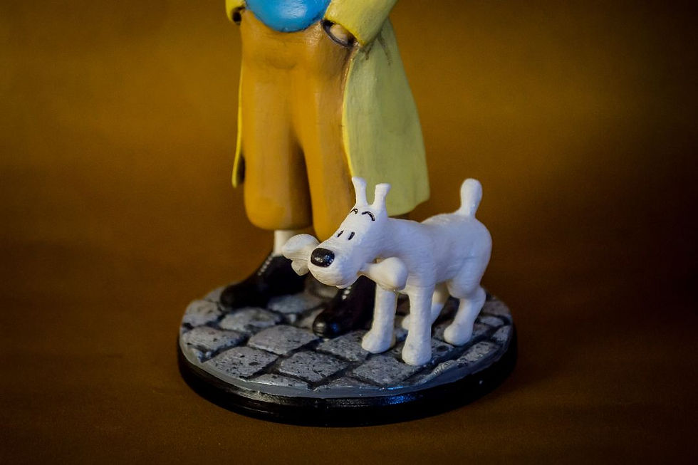 Miniatura: Tintin y Milú, con base