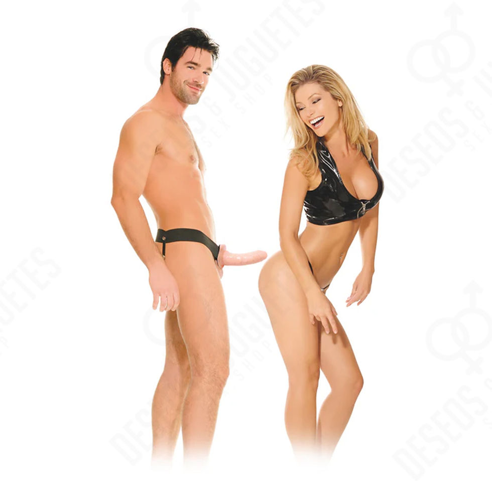 Miniatura: Arnes Fetish "For Him or Her Hollow Strap-On" Beige 15 cm