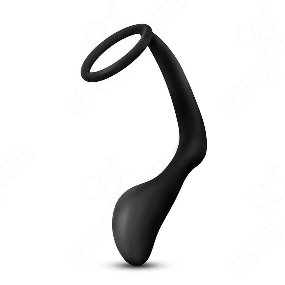 Miniatura: Estimulador Prostático Anal Adventures Platinum "Cock Ring Plug" Black 1"