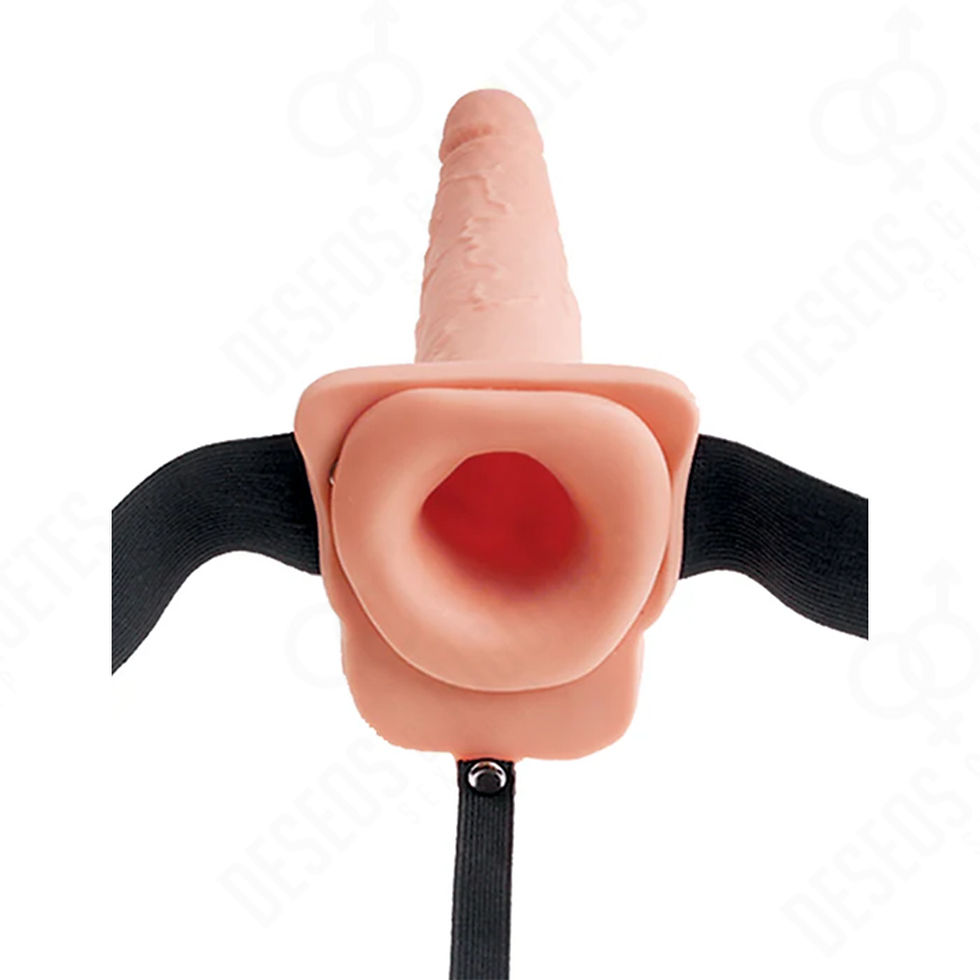 Miniatura: Arnes Fetish "Squirting Hollow Strap-On" Beige 23 cm