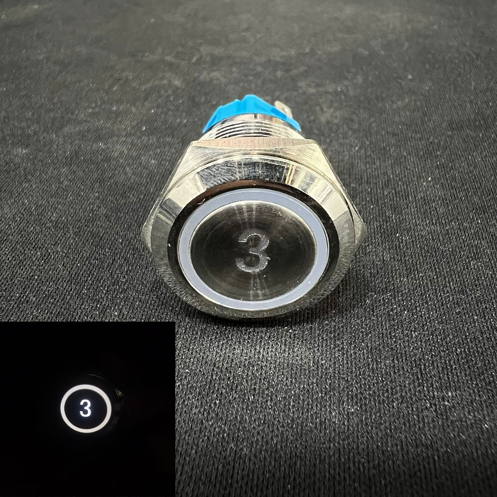 19mm Size WHITE TEXT"3" Symbol S.S Momentary Type Push Button Switch 5v-24v DC