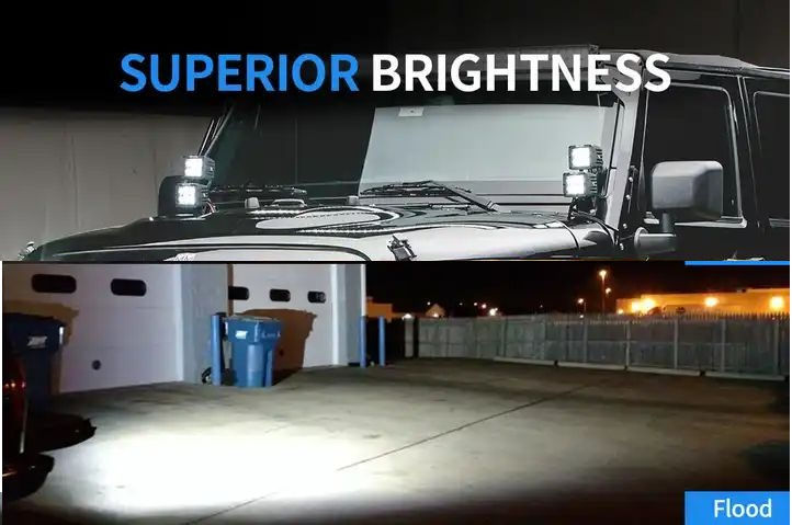 Thumbnail: Aurora Set of 2pc 3 inch Flood light for Bike/Car with Cable