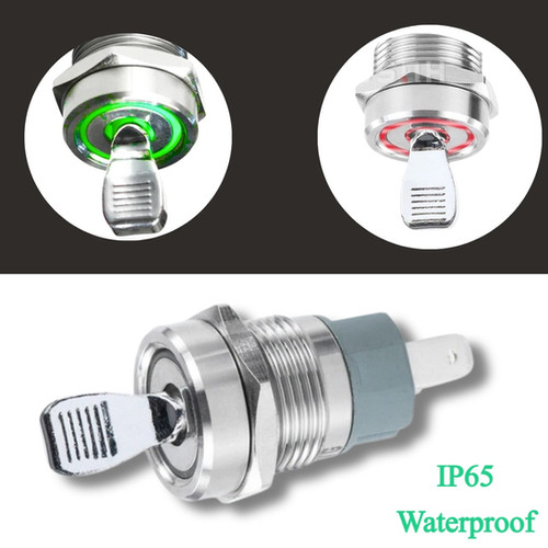 16mm Toggle switch ON/OFF 2 Position IP65 Dual Led RED & GREEN 12-24v ...