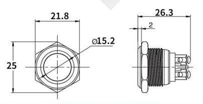 Thumbnail: 16mm Size 250v AC/12v DC  Momentary Type Flat-Head Push Button Switch