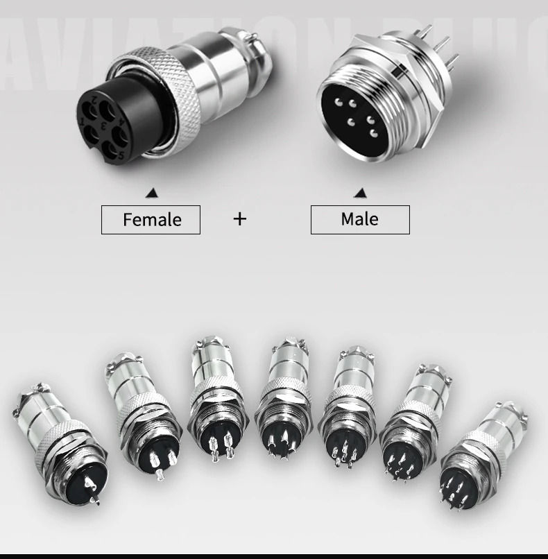 Thumbnail: GX16 Male & Female Aviation Plug Socket Connector Panel Mount