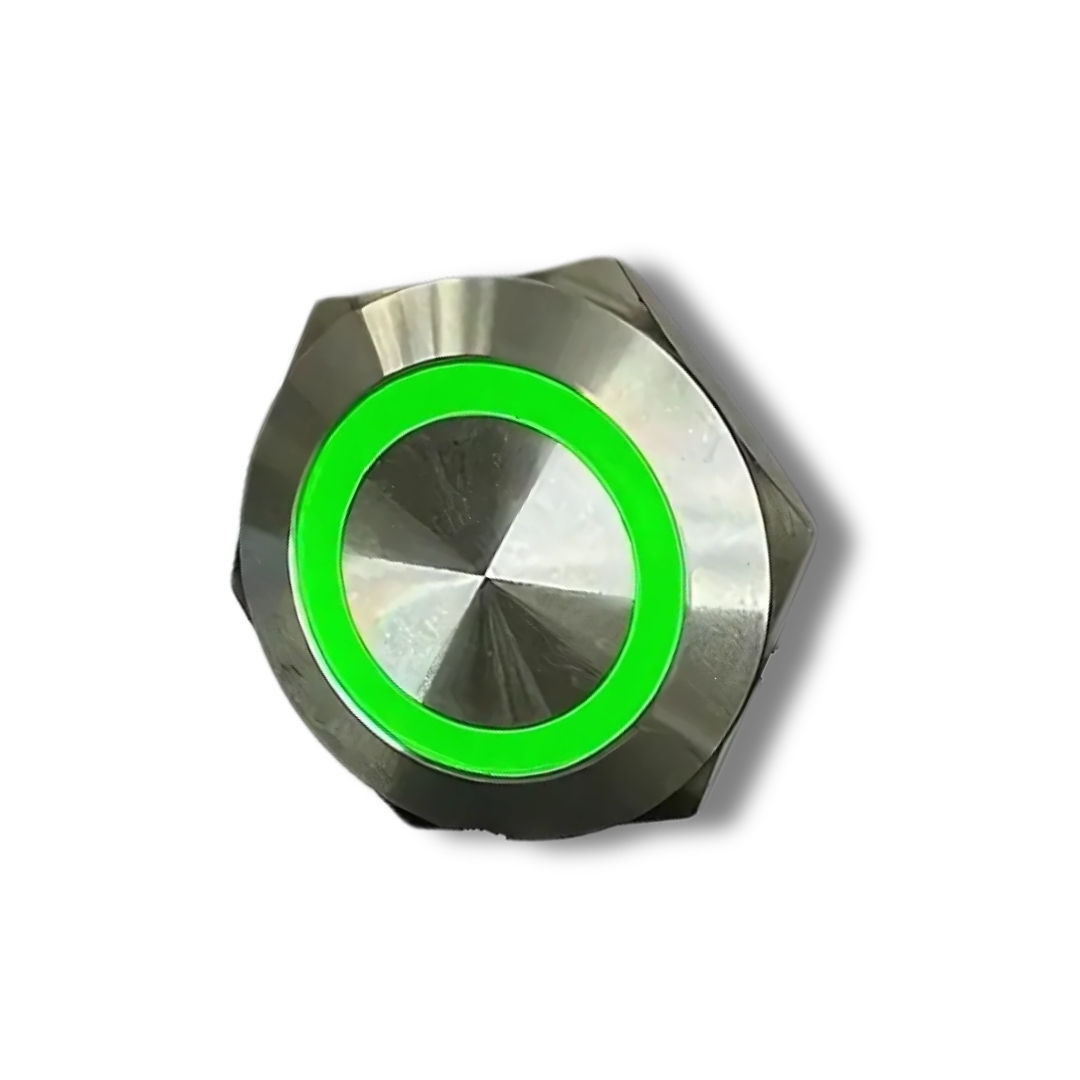 30mm Size Green Led Stainless Steel Momentary Type Push Button Switch 5V-12V DC