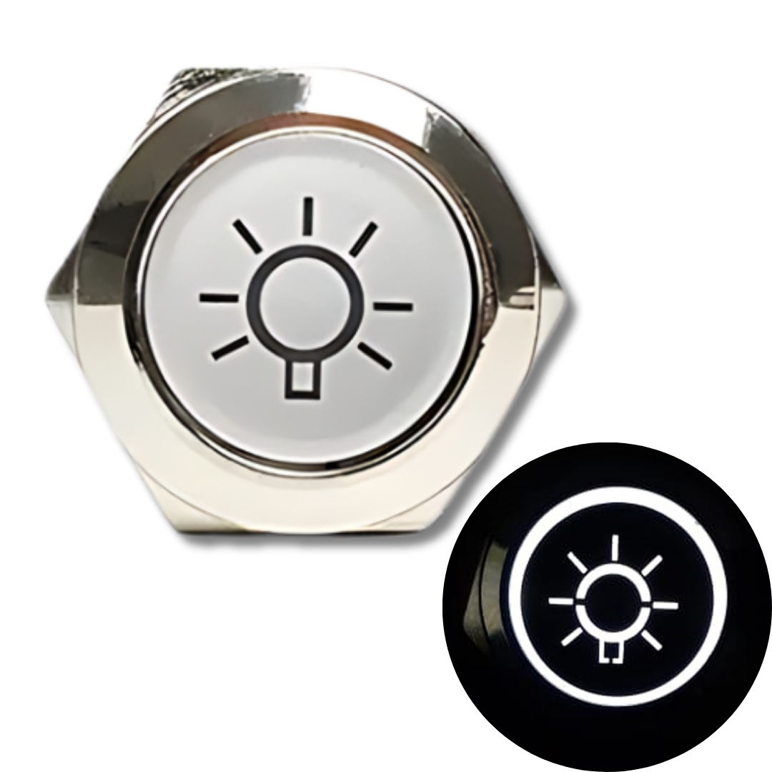 19mm Size WHITE LAMP Symbol Led S.S. 5v-24v DC Latching Type Push Button