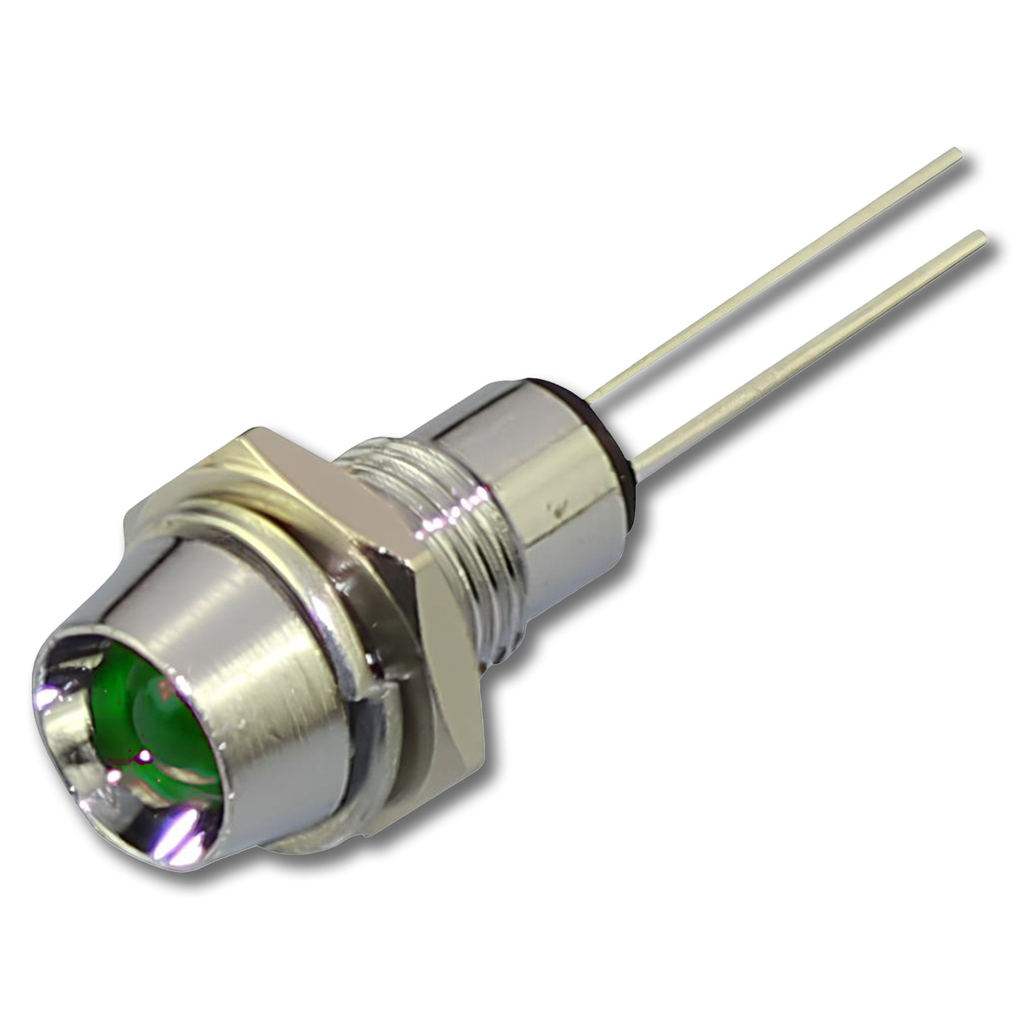 8mm Green Led Metal High-Head Indicator light waterproof 12v DC