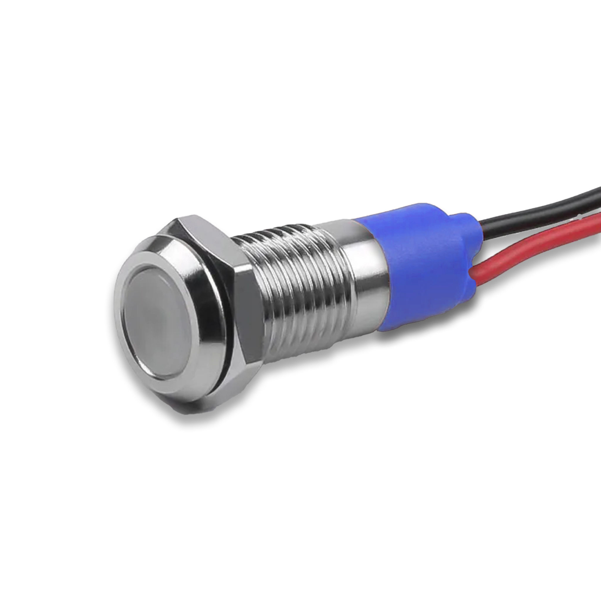 8mm White Led Metal Indicator light waterproof 12v DC