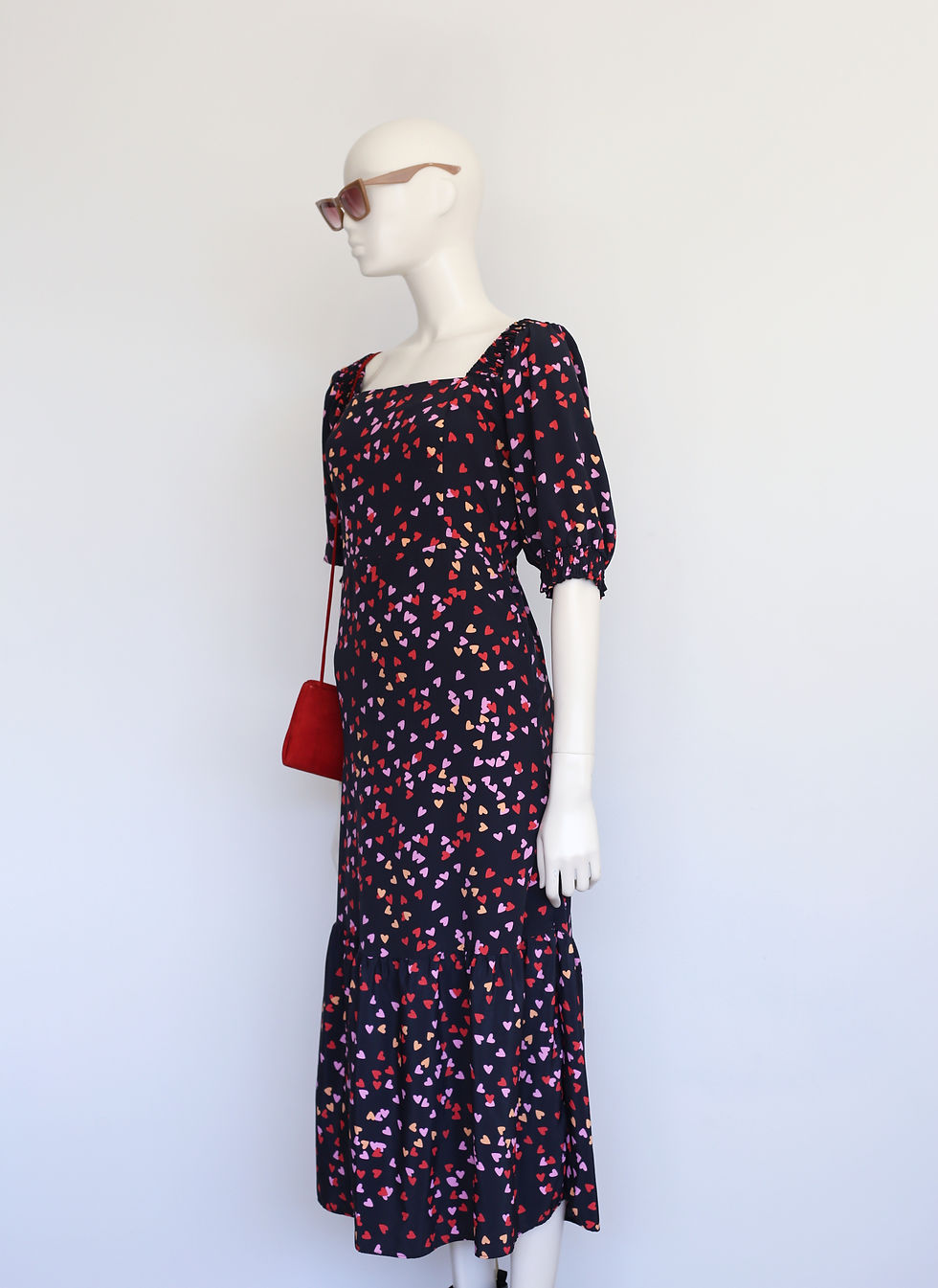 Vestido ciganinha estampa de corações coloridos Collection