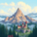cartoon style misty mountain, PikesPeak, Castle image, fun themed, vibrant color.jpg