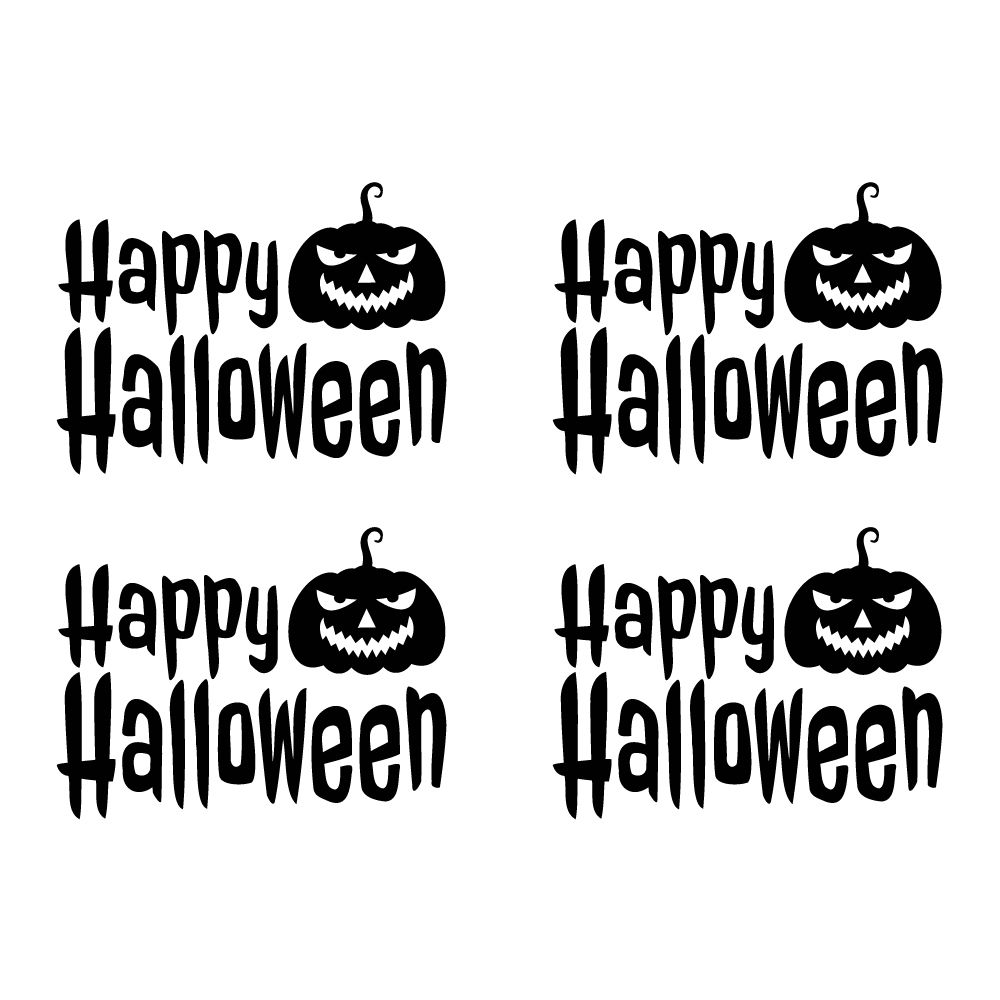 Happy Halloween vinyl decals set of 4 spooky pumpkin design stickers for wine glasses treat bags and Halloween party decorati