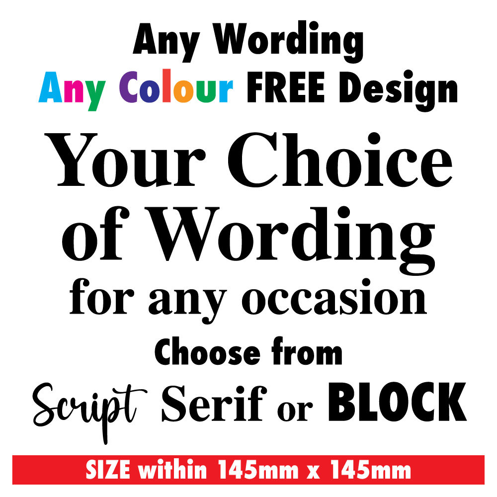 custom vinyl decal 145mm personalised wording sticker script serif block custom text label