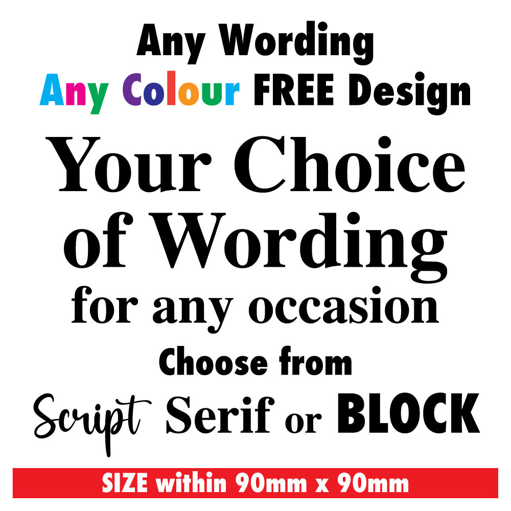 custom vinyl decal 90mm personalised wording sticker small custom text label script serif block