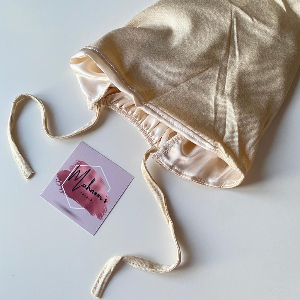 Cream Ruched Satin Underline Cap