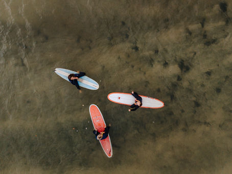 Louisa Jane Fearnley performing a Humanist wedding ceremony on surfboards, Cornwall