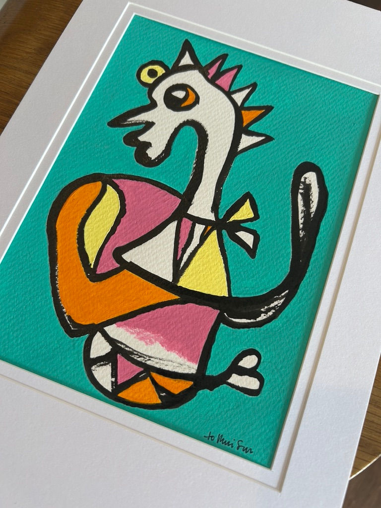 Thumbnail: circus seahorse - ink and acrylic on paper