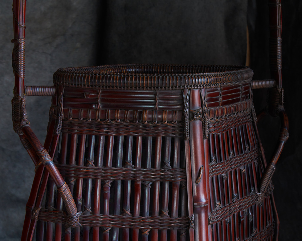 Excellent flower basket titled Genpo, Mountain Hermit, by Wada Waichisai