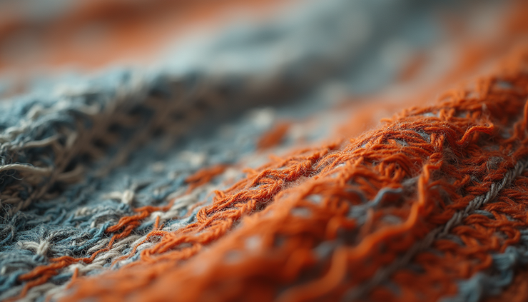 Close-up view of handwoven fabric with intricate patterns