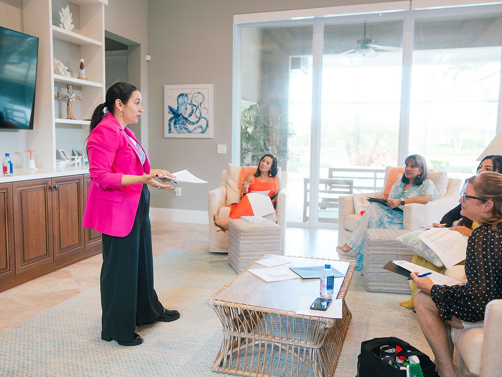 Women business owner event photo talking