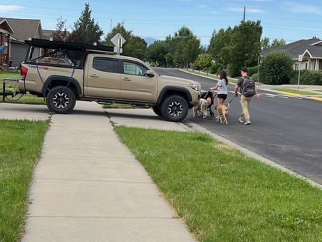 Prohibited & Unsafe Parking forces family to walk in street
